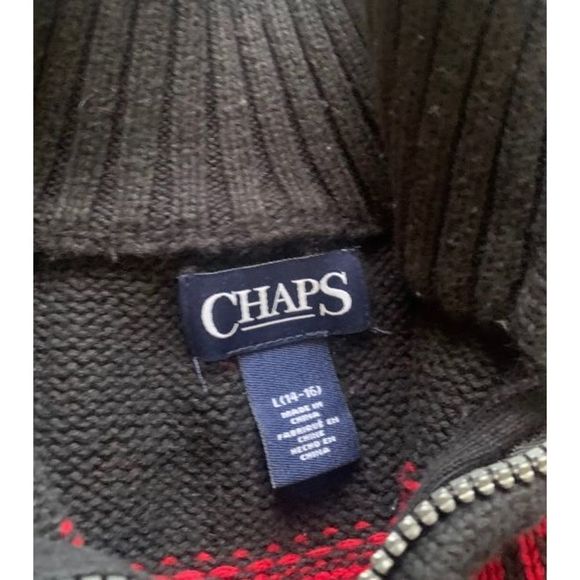 Chaps Quarter Zip Up Aztec Sweater - Picture 4 of 4